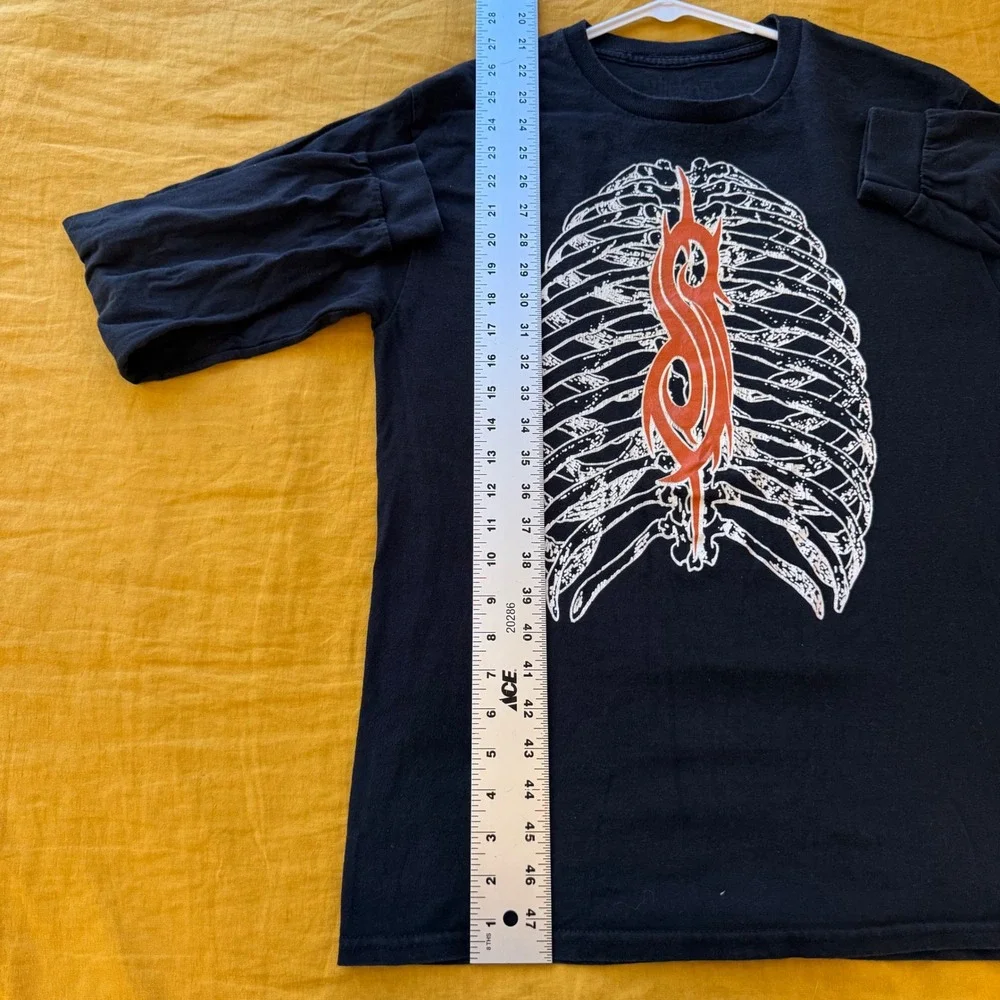 Slipknot Long Sleeve Shirt Mens Medium Black Rib Cage Skeleton Tribal S Logo Tee